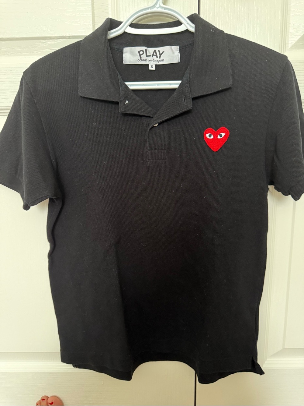 Comme des Garçons PLAY Black Red Heart Polo Shirt Sz S